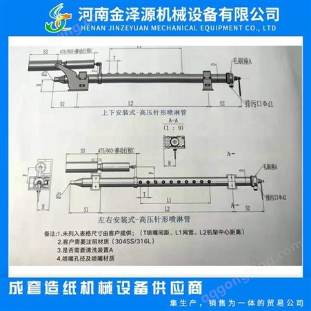金泽源专业定制 制浆系统高压针形不锈钢高耐磨喷淋管