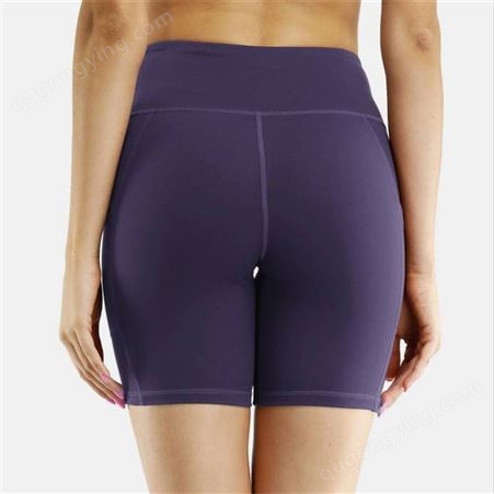 ******撞色短裤女士跑步运动健身透气瑜伽裤弹力拼色高腰五分裤